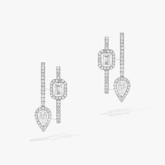 [Amore]CREOLES MY TWIN 2 RANGS SILVER DIAMOND EARRINGS