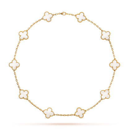 [Amore]CLOVER 10 MOTIFS WHITE MOTHER OF PEARL NECKLACE