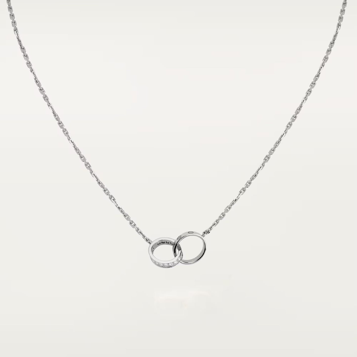 [Amore]LOVE DOUBLE RING HALF DIAMOND NECKLACE