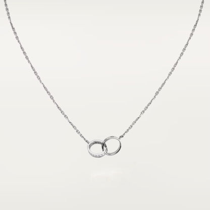 [Amore]LOVE DOUBLE RING HALF DIAMOND NECKLACE