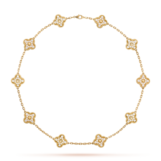 [Amore]CLOVER 10 MOTIFS DIAMOND NECKLACE