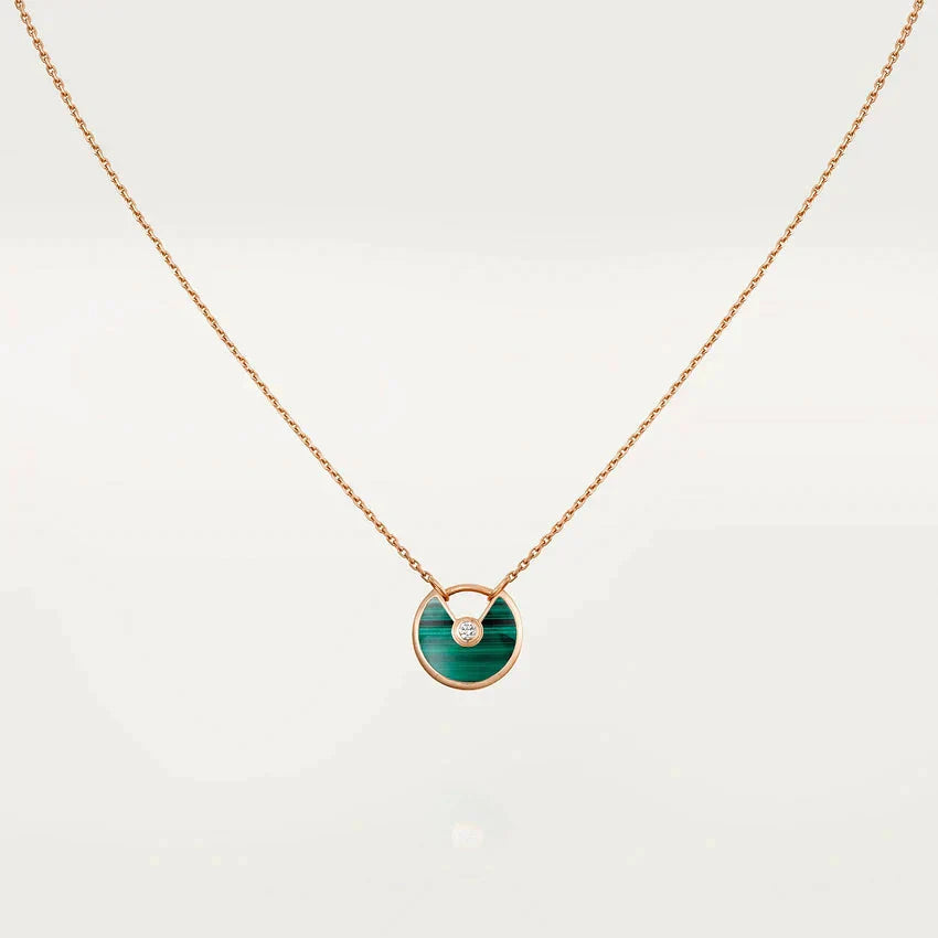 [Amore]AMULETTE ROSE GOLD MALACHITE NECKLACE