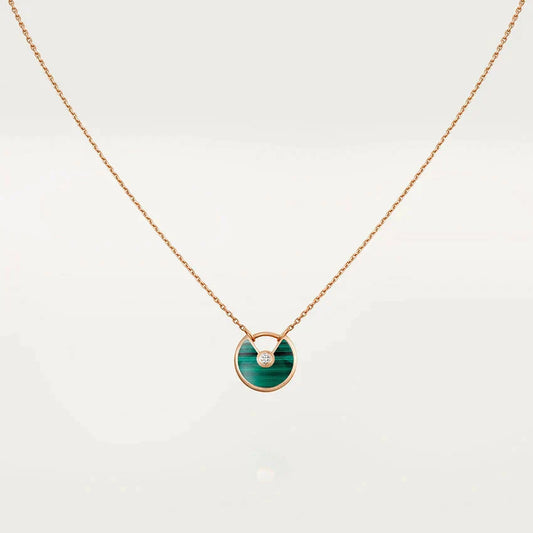 [Amore]AMULETTE ROSE GOLD MALACHITE NECKLACE