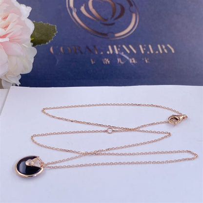 [Amore]AMULETTE ROSE GOLD ONYX NECKLACE