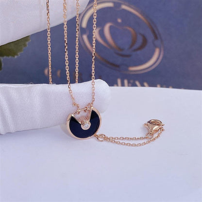[Amore]AMULETTE ROSE GOLD ONYX NECKLACE