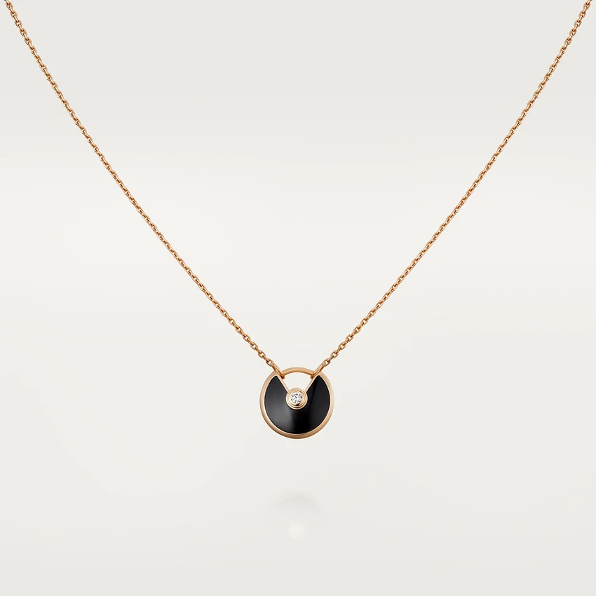 [Amore]AMULETTE ROSE GOLD ONYX NECKLACE