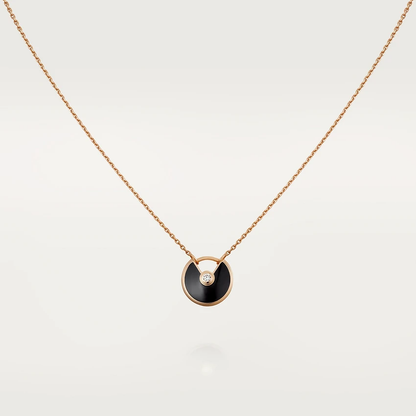 [Amore]AMULETTE ROSE GOLD ONYX NECKLACE