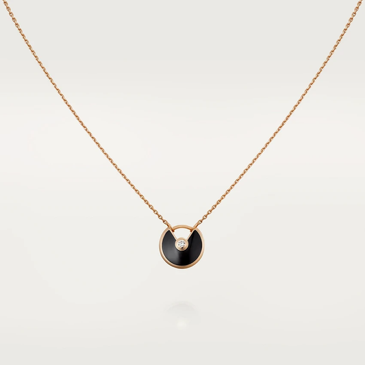 [Amore]AMULETTE ROSE GOLD ONYX NECKLACE