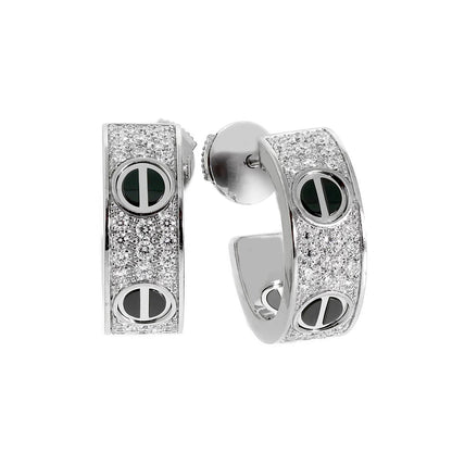 [Amore]LOVE CERAMIC DIAMOND PAVED SILVER EARRINGS