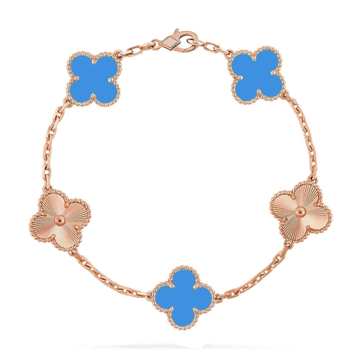 [Amore] CLOVER 5 MOTIF BLUE AGATE BRACELET COLLECTION