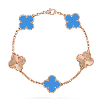 [Amore] CLOVER 5 MOTIF BLUE AGATE BRACELET COLLECTION