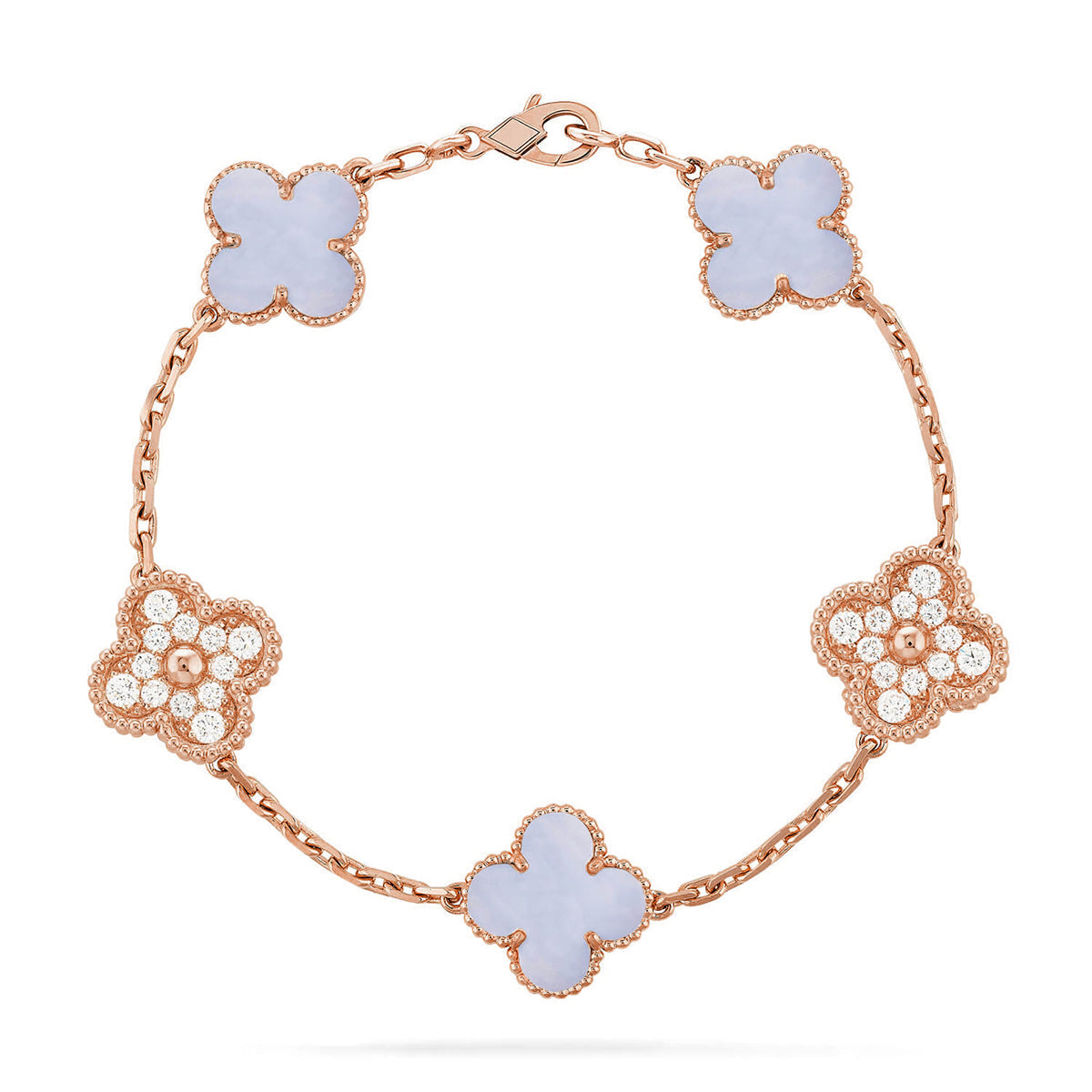 [Amore] CLOVER 5 MOTIF PURPLE CHALCEDONY BRACELET COLLECTION