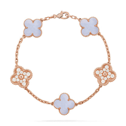 [Amore] CLOVER 5 MOTIF PURPLE CHALCEDONY BRACELET COLLECTION