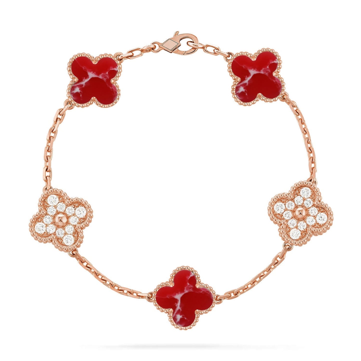 [Amore]CLOVER 5 MOTIF RED PATTERN BRACELET COLLECTION
