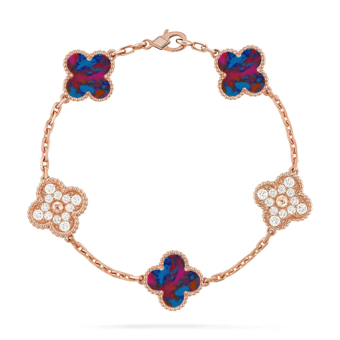 [Amore]CLOVER 5 MOTIF COLOR GEMSTONES BRACELET COLLECTION