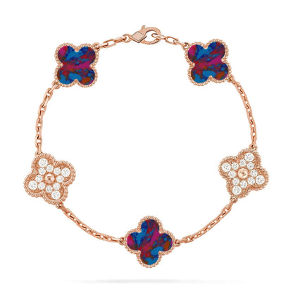 [Amore]CLOVER 5 MOTIF COLOR GEMSTONES BRACELET COLLECTION