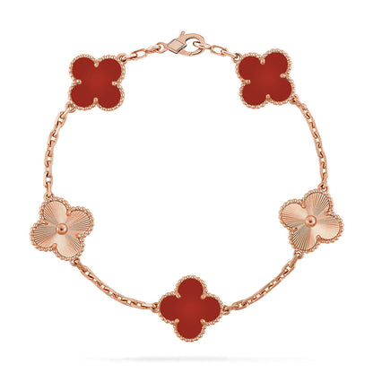 [Amore] CLOVER 5 MOTIF RED CORNELIAN BRACELET COLLECTION