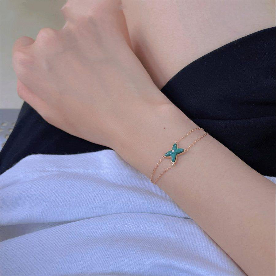 [Amore]JEUX BRACELET MALACHITE PINK GOLD 1 DIAMOND