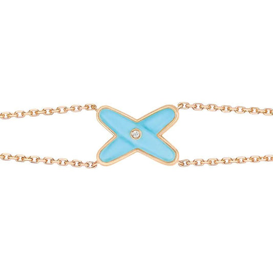 [Amore]JEUX BRACELET TURQUOISE PINK GOLD 1 DIAMOND