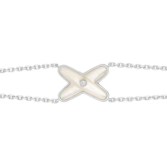 [Amore]JEUX BRACELET WHITE MOP SILVER 1 DIAMOND