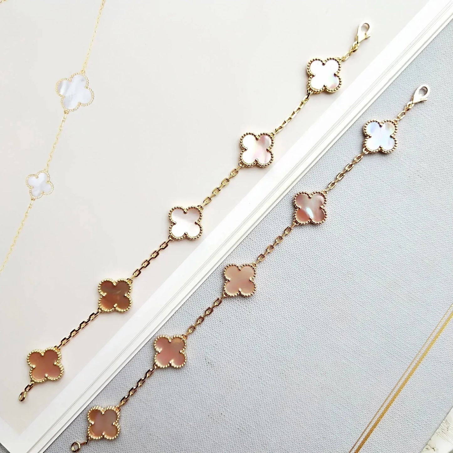 [Amore] CLOVER 5 MOTIFS  PINK MOP BRACELET COLLECTION