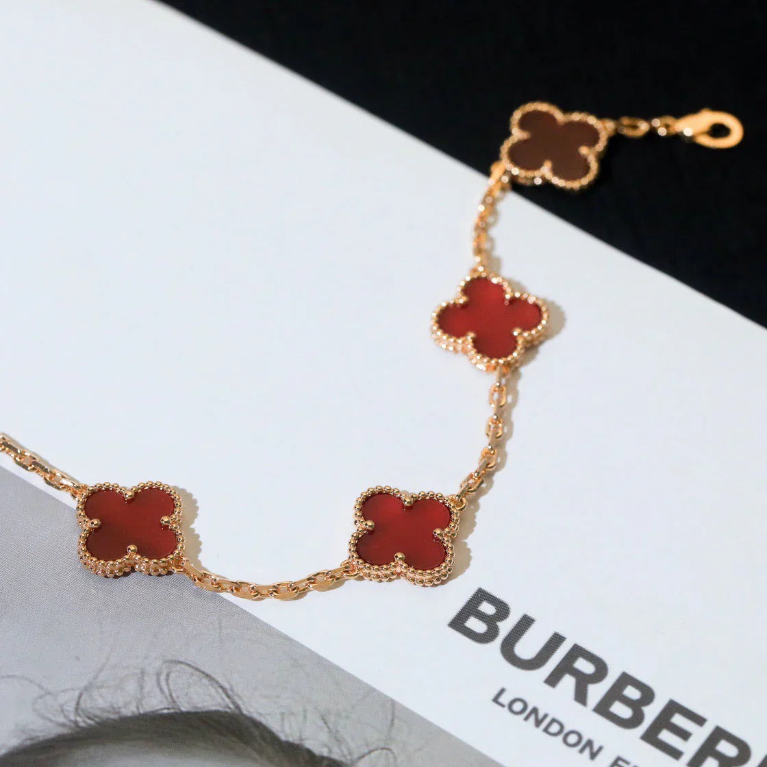 [Amore] CLOVER 5 MOTIF RED CORNELIAN BRACELET COLLECTION