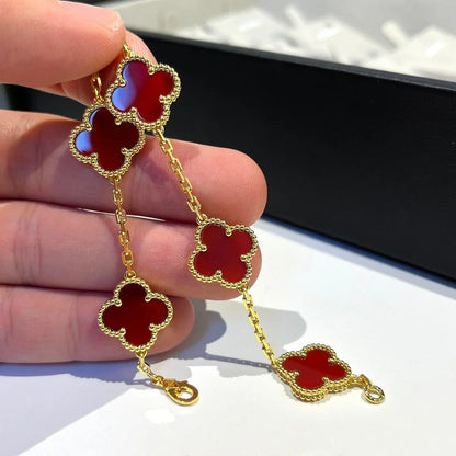 [Amore] CLOVER 5 MOTIF RED CORNELIAN BRACELET COLLECTION