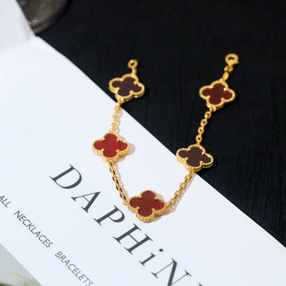 [Amore] CLOVER 5 MOTIF RED CORNELIAN BRACELET COLLECTION
