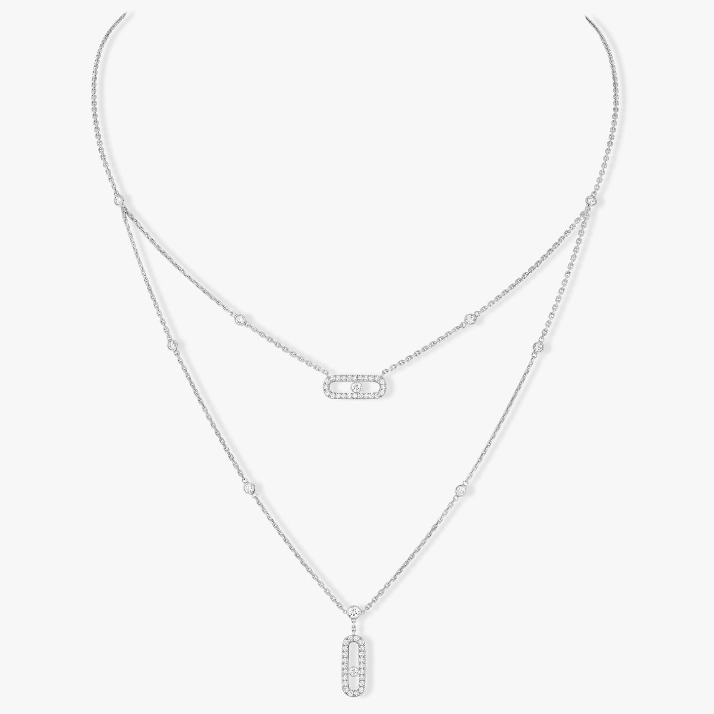 [Amore]MOVE 2 ROW DIAMOND NECKLACE