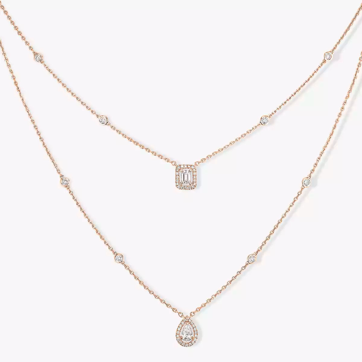 [Amore]Diamond Necklace My Twin 2 Rows