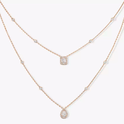 [Amore]Diamond Necklace My Twin 2 Rows