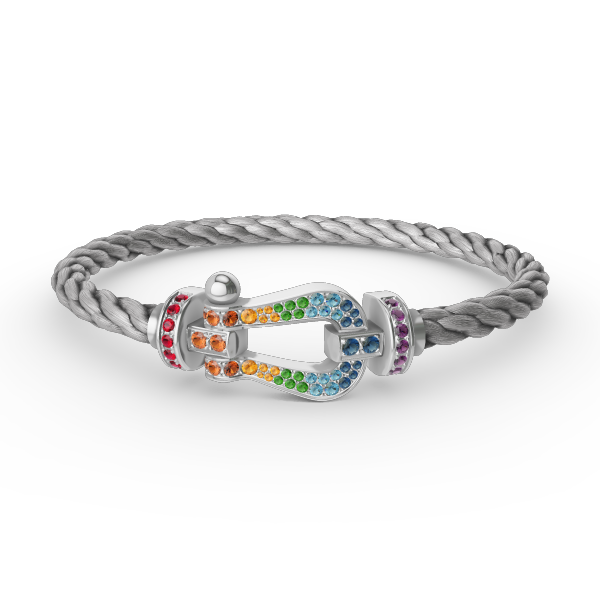 [Amore]FORC LARGE HORSESHOE  COLORED DIAMOND BRACELET SILVER