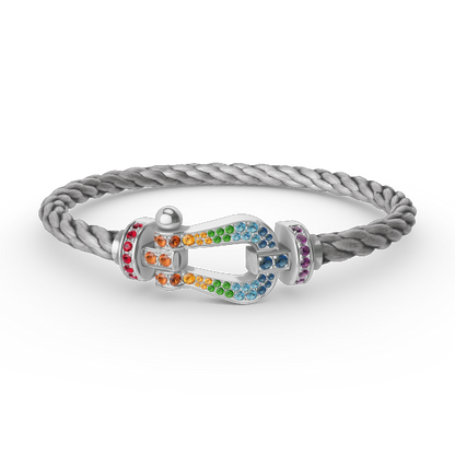 [Amore]FORC LARGE HORSESHOE  COLORED DIAMOND BRACELET SILVER