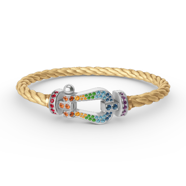 [Amore]FORC LARGE HORSESHOE  COLORED DIAMOND BRACELET SILVER
