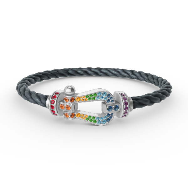 [Amore]FORC LARGE HORSESHOE  COLORED DIAMOND BRACELET SILVER