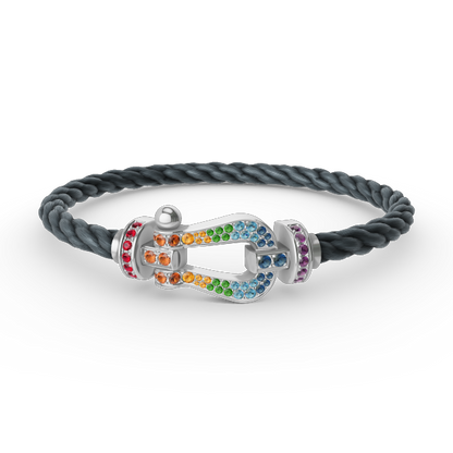 [Amore]FORC LARGE HORSESHOE  COLORED DIAMOND BRACELET SILVER