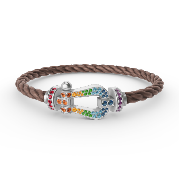 [Amore]FORC LARGE HORSESHOE  COLORED DIAMOND BRACELET SILVER