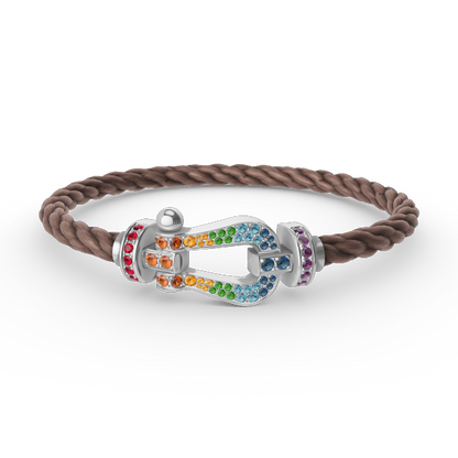 [Amore]FORC LARGE HORSESHOE  COLORED DIAMOND BRACELET SILVER