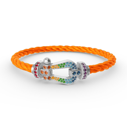 [Amore]FORC LARGE HORSESHOE  COLORED DIAMOND BRACELET SILVER