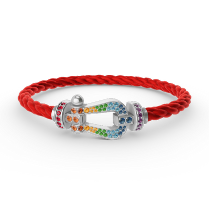 [Amore]FORC LARGE HORSESHOE  COLORED DIAMOND BRACELET SILVER