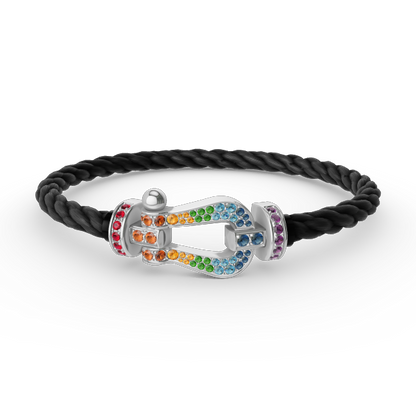 [Amore]FORC LARGE HORSESHOE  COLORED DIAMOND BRACELET SILVER