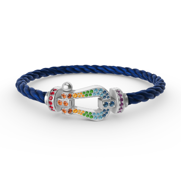 [Amore]FORC LARGE HORSESHOE  COLORED DIAMOND BRACELET SILVER