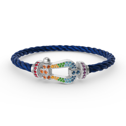 [Amore]FORC LARGE HORSESHOE  COLORED DIAMOND BRACELET SILVER