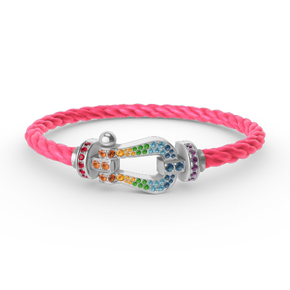 [Amore]FORC LARGE HORSESHOE  COLORED DIAMOND BRACELET SILVER