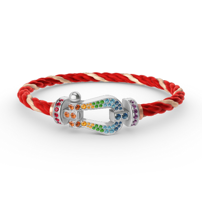 [Amore]FORC LARGE HORSESHOE  COLORED DIAMOND BRACELET SILVER