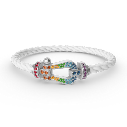 [Amore]FORC LARGE HORSESHOE  COLORED DIAMOND BRACELET SILVER