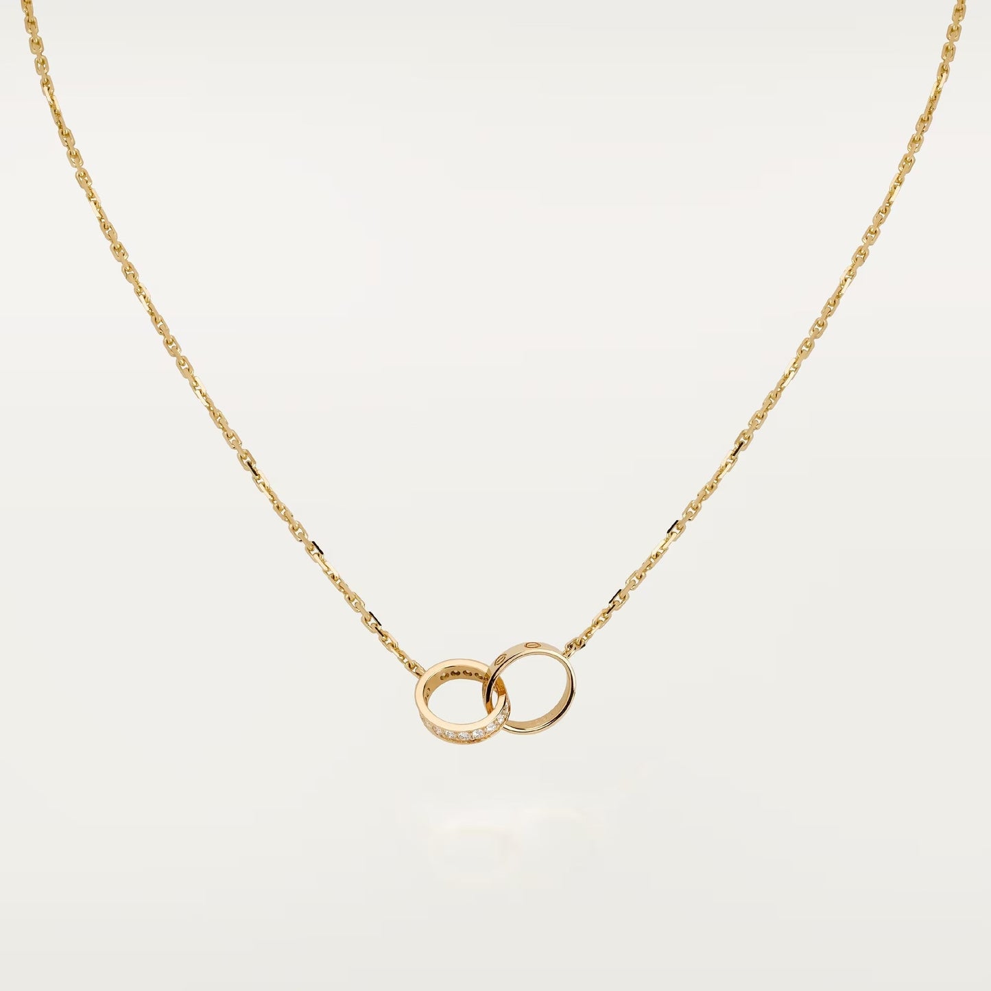 [Amore]LOVE DOUBLE RING HALF DIAMOND NECKLACE