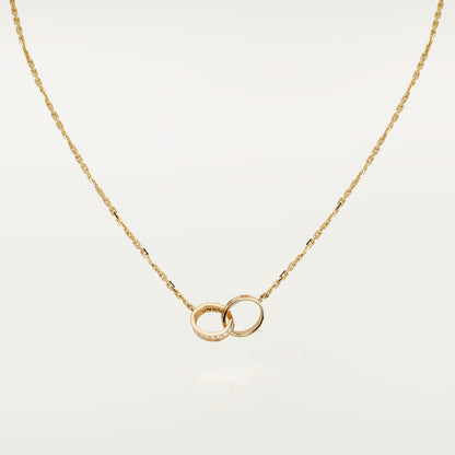 [Amore]LOVE DOUBLE RING HALF DIAMOND NECKLACE