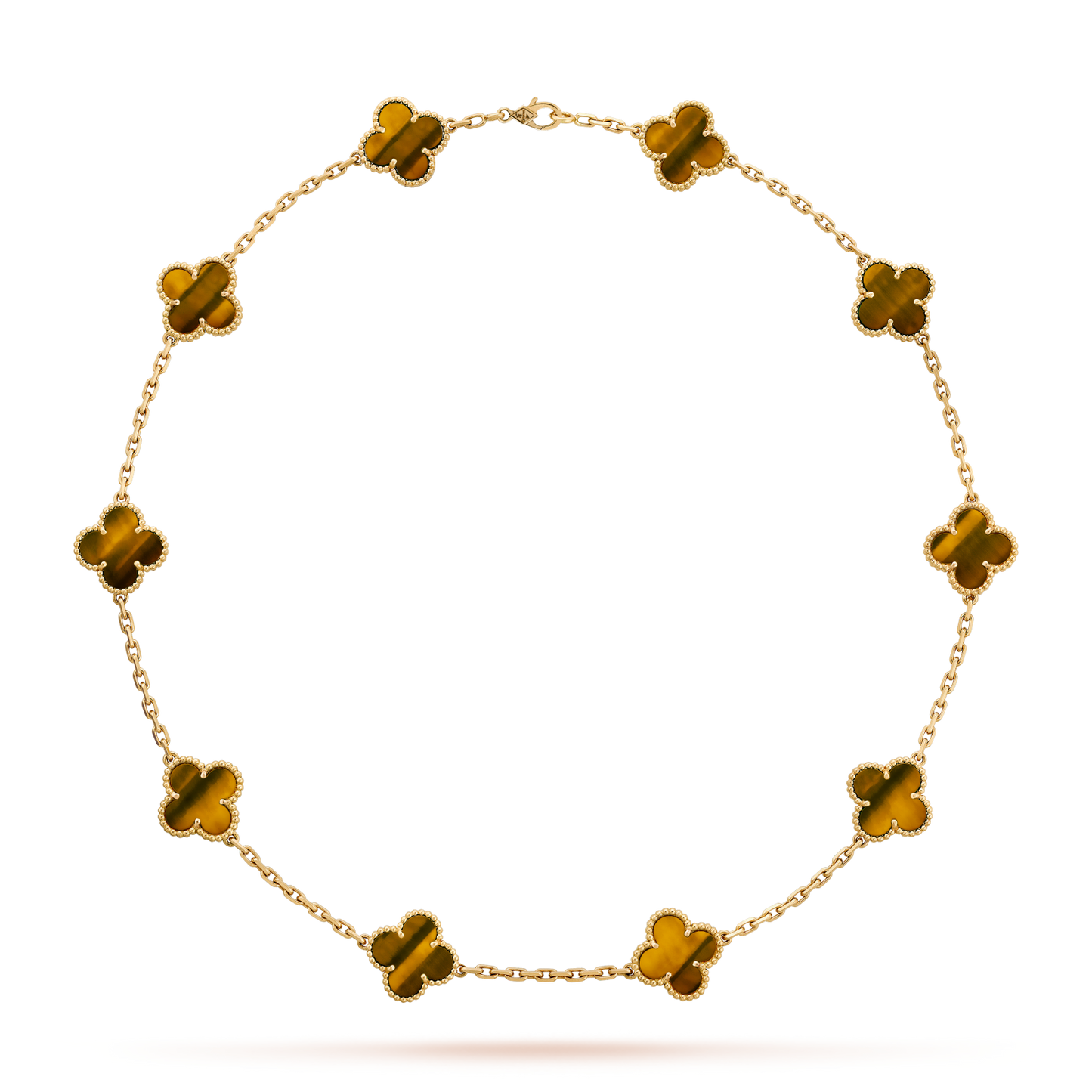 [Amore]CLOVER 10 MOTIFS TIGER EYE NECKLACE