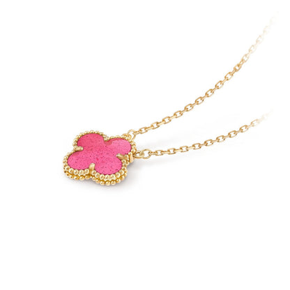 [Amore] NEW CLOVER 15MM PINK ENAMEL NECKLACE